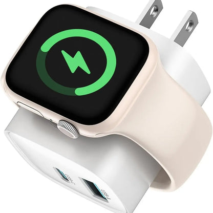 Charging Blocks for Apple Watch, 3-In-1 PD 20W USB C Charger Block with Built-In Wireless Watch Charging, Dual Ports Wall Charger Compatible with Iphone,Iwatch